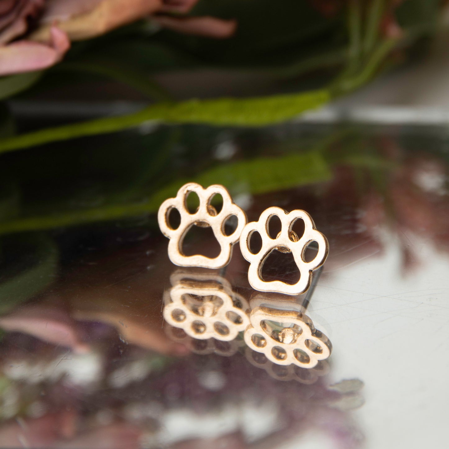 Paw Gold Stud Bud Earrings