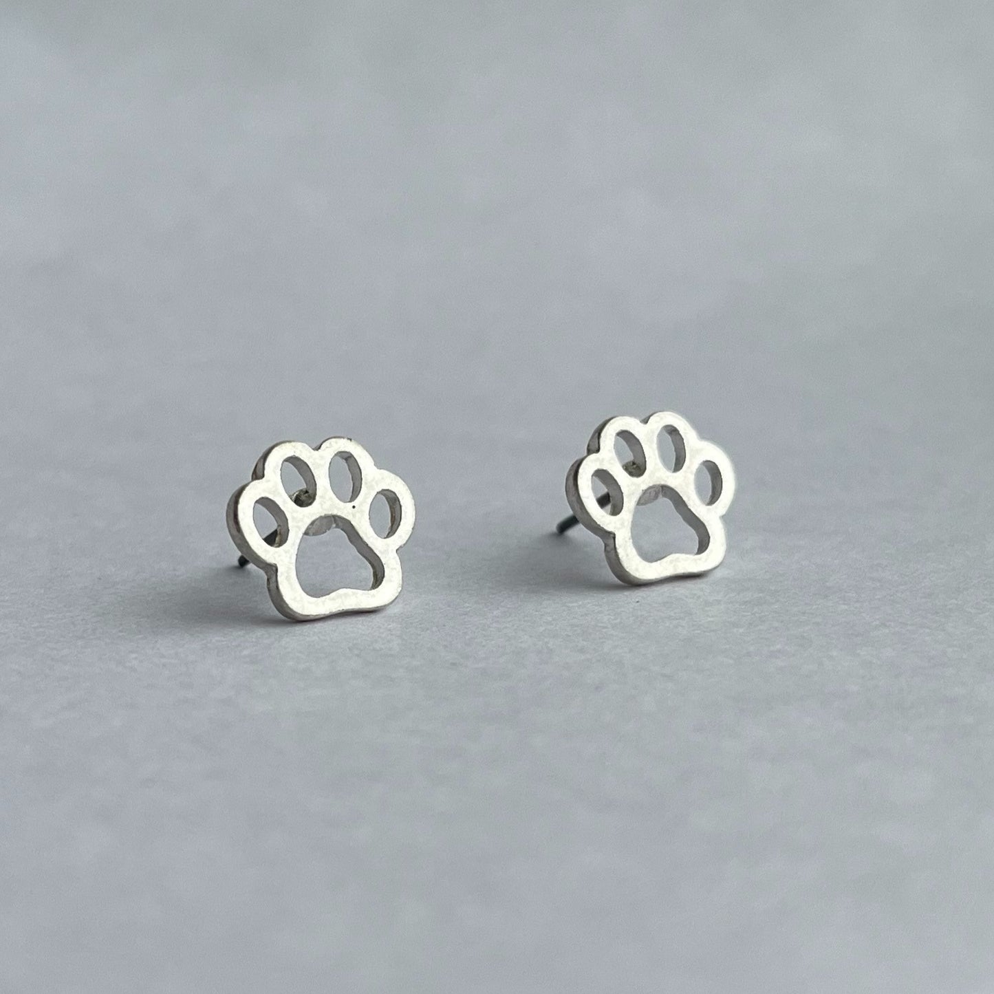 Paw Silver Stud Bud Earrings