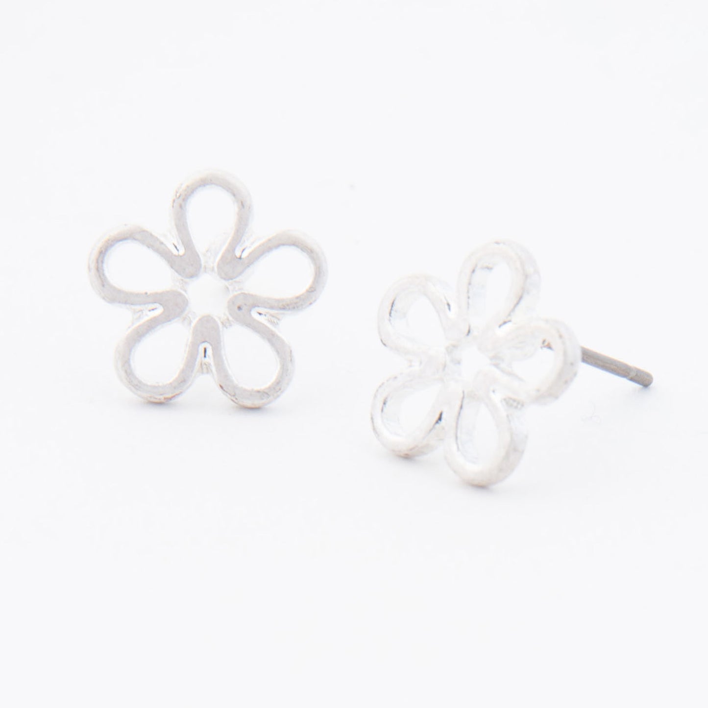 Flower Silver Stud Bud Earrings