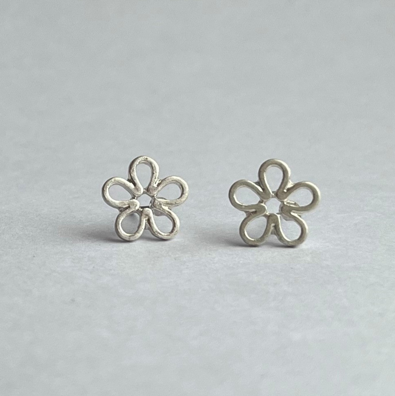 Flower Silver Stud Bud Earrings