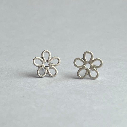 Flower Silver Stud Bud Earrings