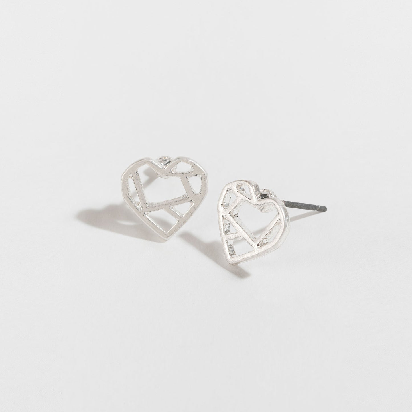 Heart Silver Stud Buds Earrings