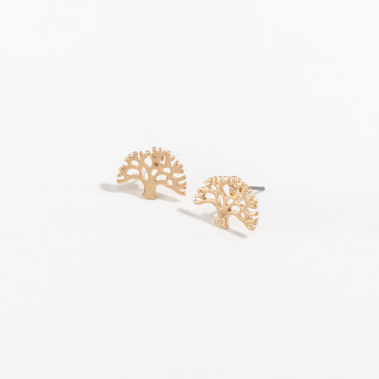 Tree Gold Stud Buds Earrings