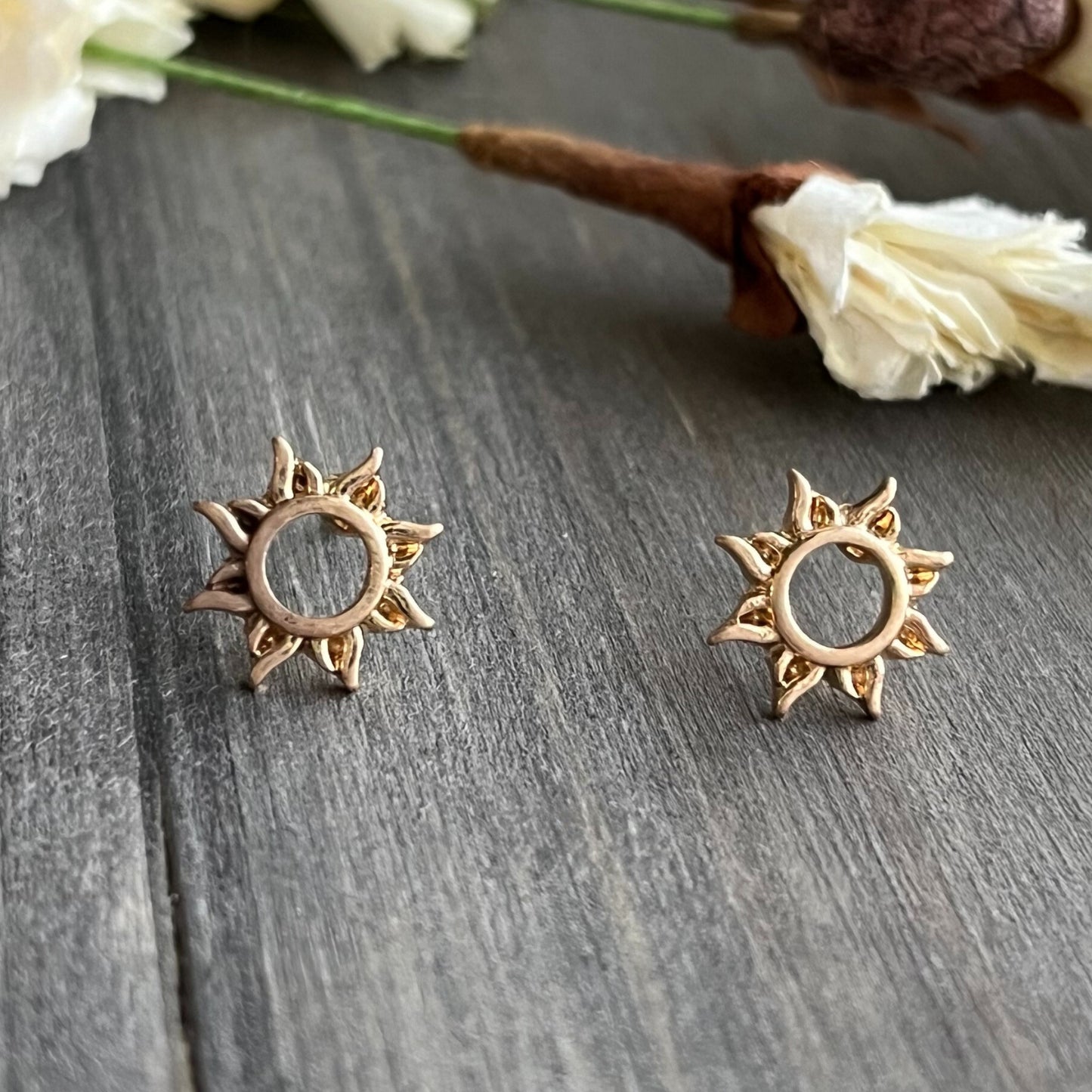 Sun Gold Stud Bud Earrings