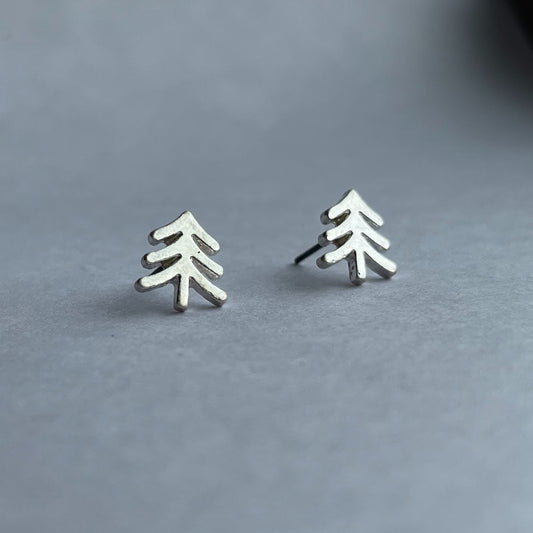 Tree Silver Stud Bud Earrings