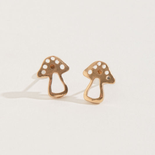 Mushroom Gold Stud Buds Earrings