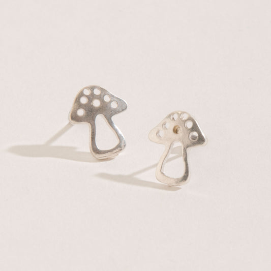 Mushroom Silver Stud Buds Earrings