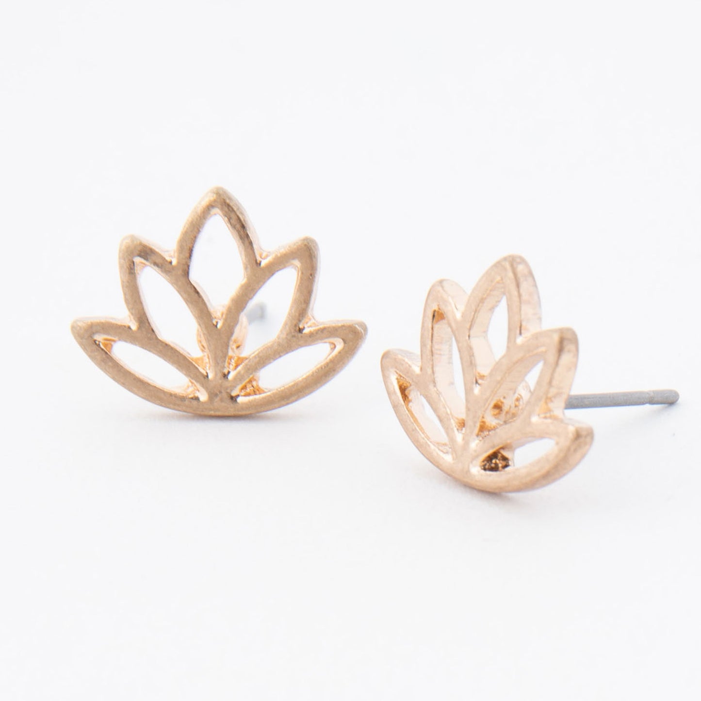 Lotus Flower Gold Stud Bud Earrings