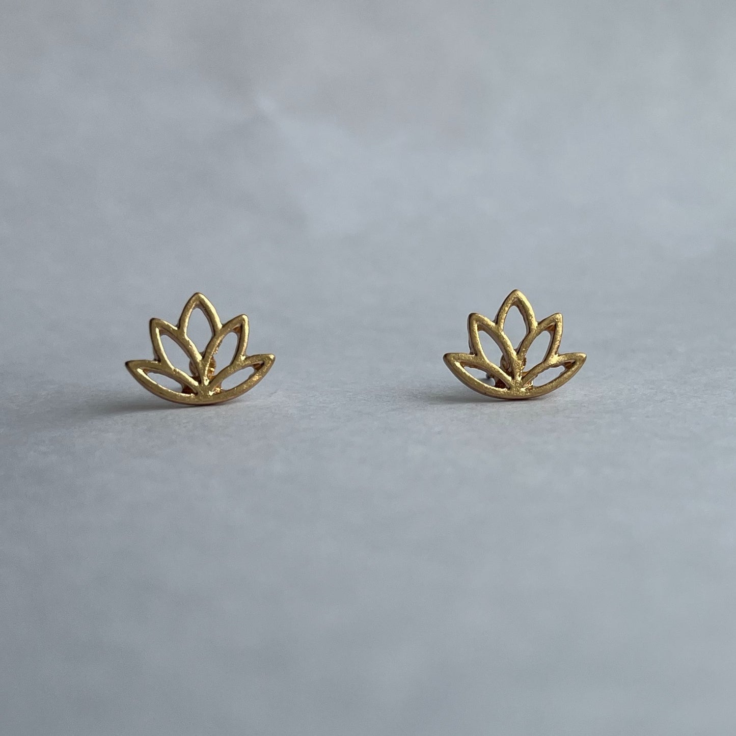 Lotus Flower Gold Stud Bud Earrings