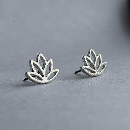 Lotus Flower Silver Stud Bud Earrings