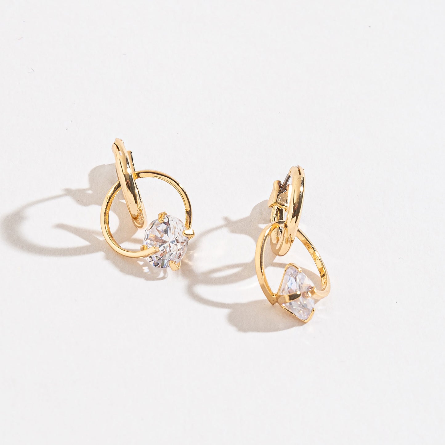 Cubic Zirconia Circle Hoop Drop Earrings