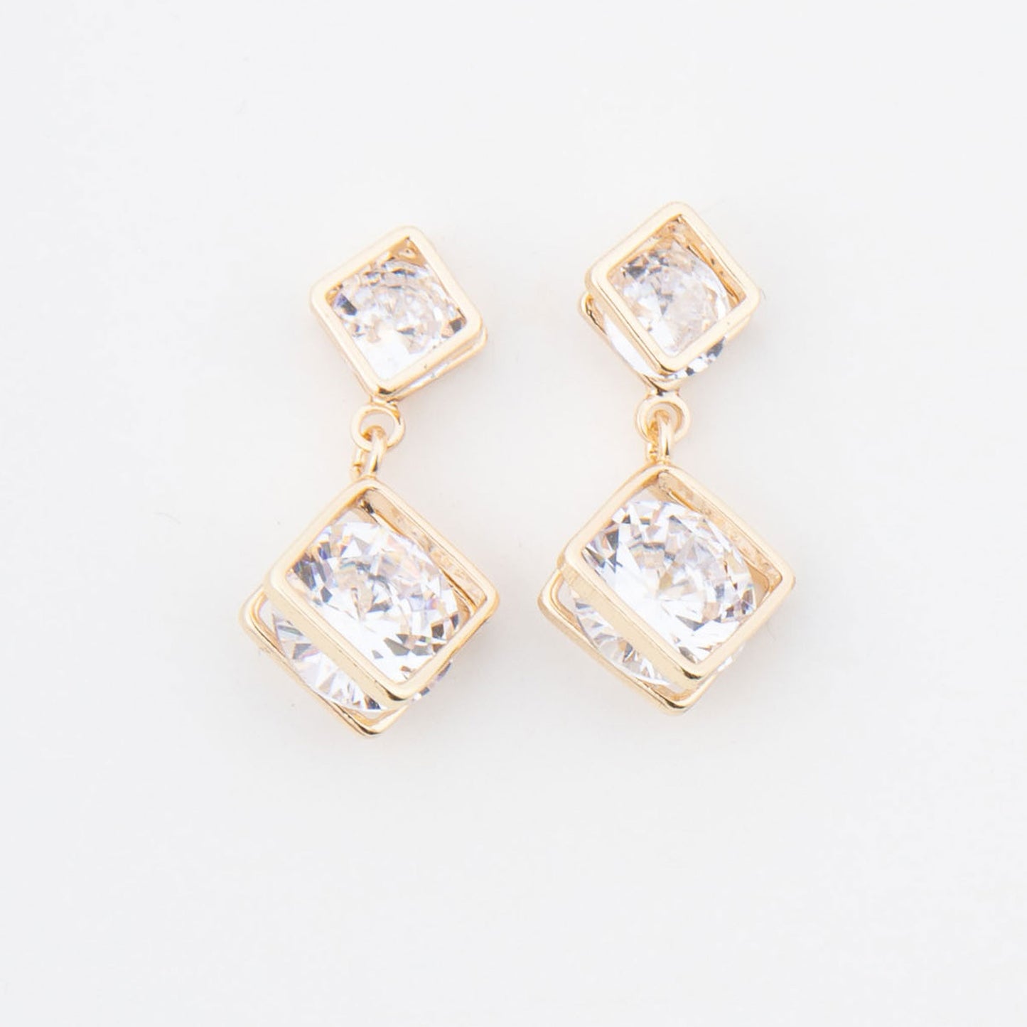 Double Cubic Zirconia Dazzler Drop Earrings