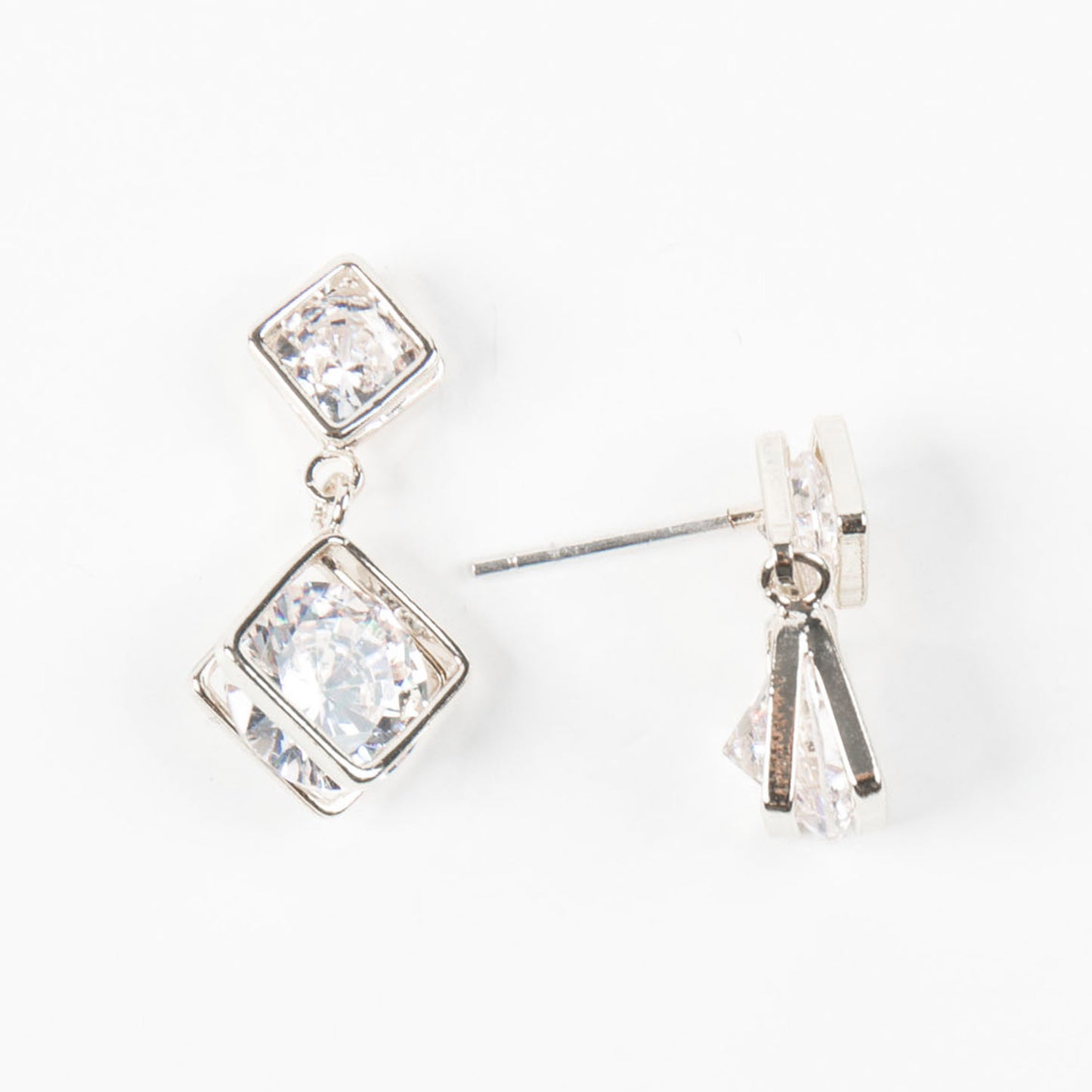 Double Cubic Zirconia Dazzler Drop Earrings