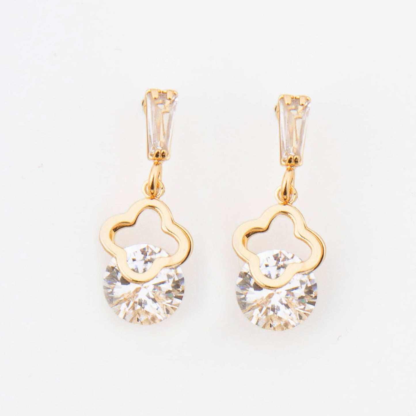 Flower Cubic Zirconia Dazzler Drop Earrings