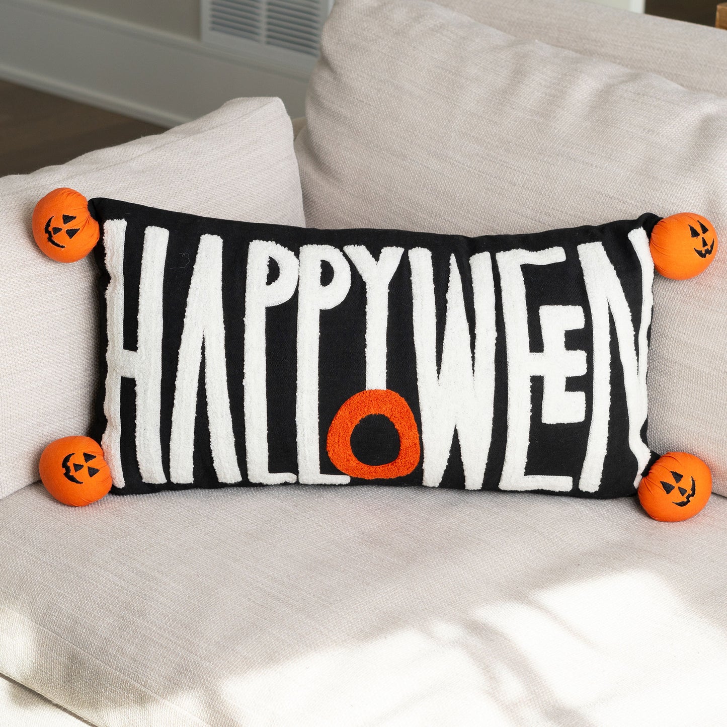 Happy Halloween 12x22 Embroidered Lumbar Pillow