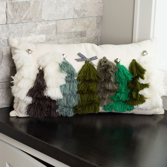 Christmas Tassel Trees 12x22 Lumbar Pillow