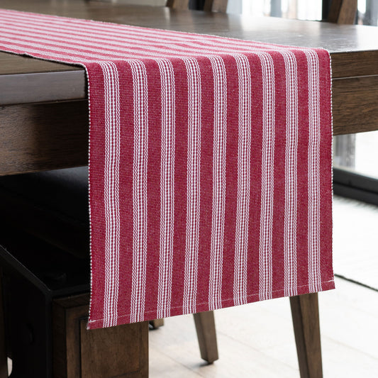 Red & White Stripe Woven Table Runner