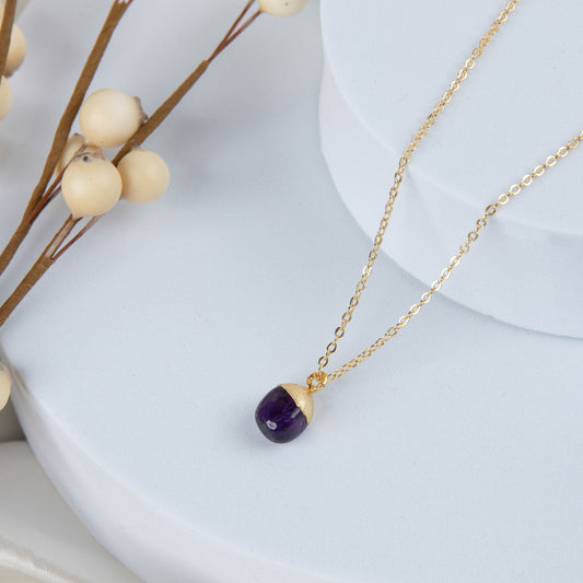 Harlowe 18k Gold Genuine Amethyst Pendant Necklace