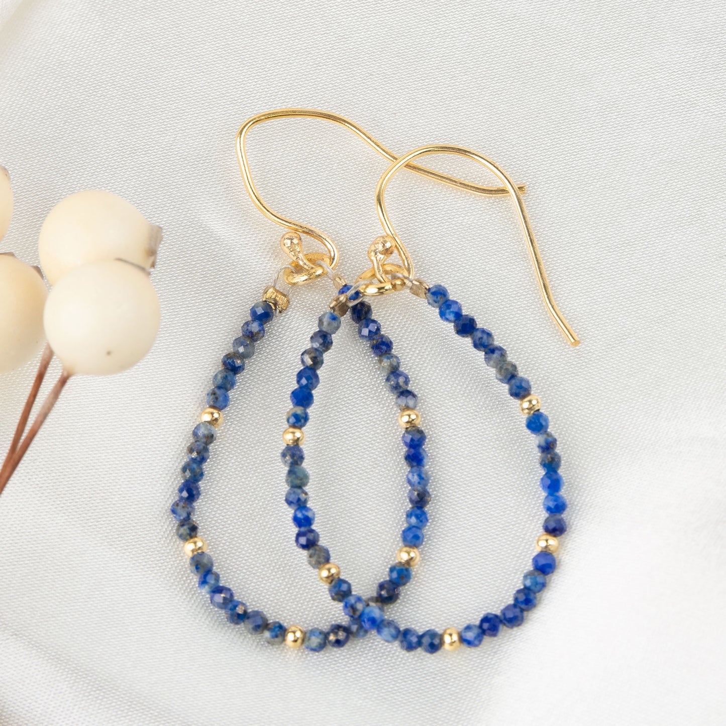 Taissa 18k Gold Genuine Lapis Earrings