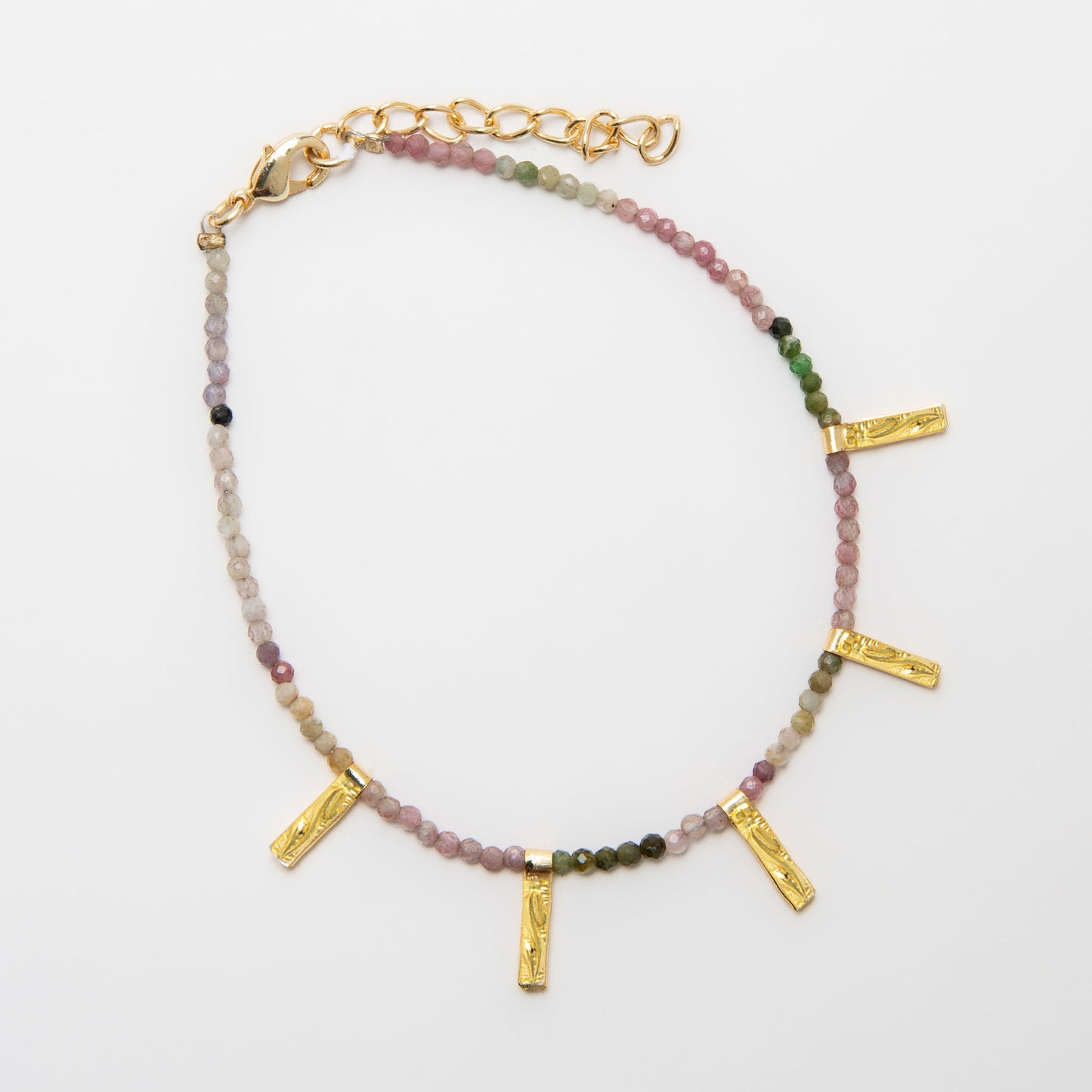 Taissa 18k Gold Genuine Tourmaline Bar Bracelet