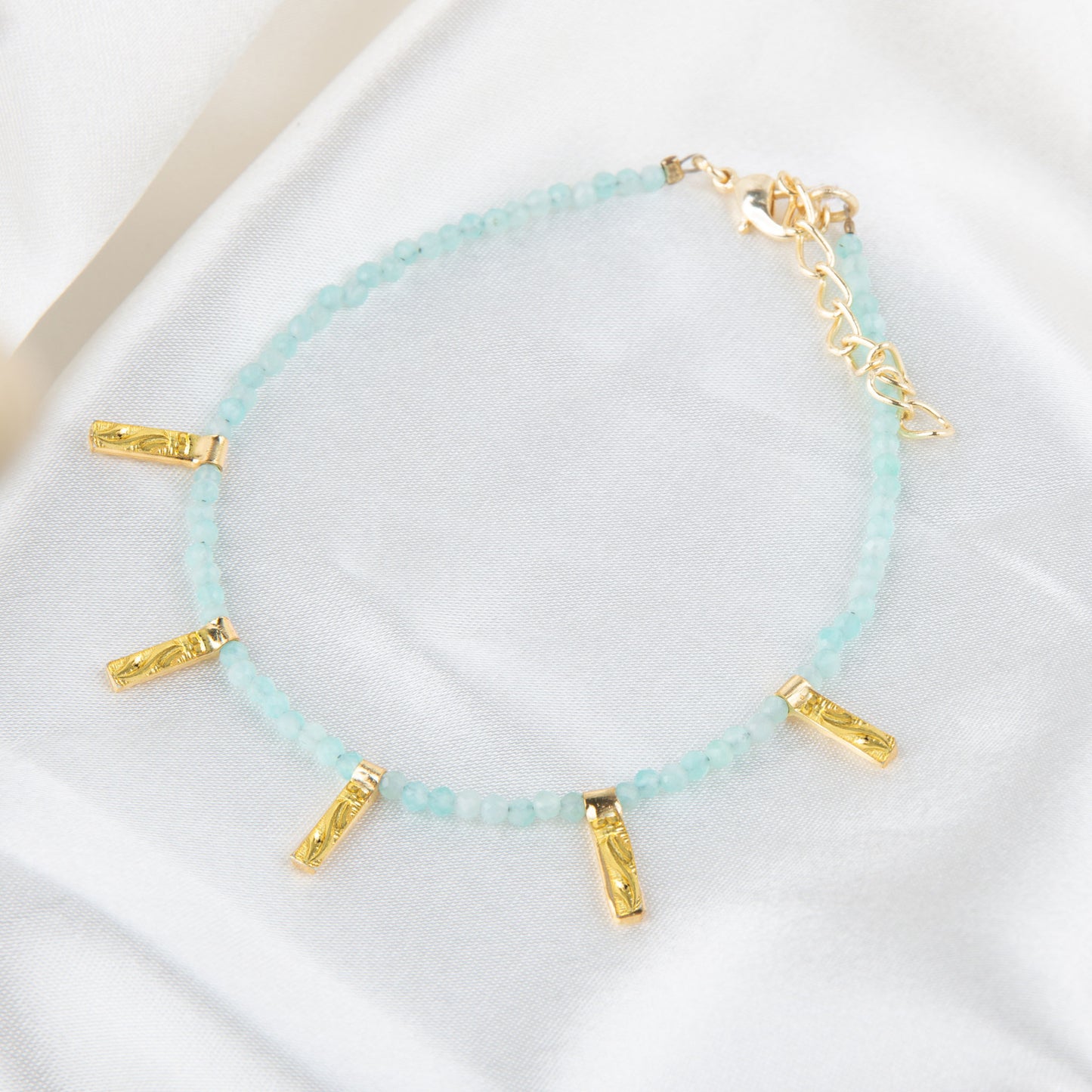 Taissa 18k Gold Genuine Amazonite Bar Bracelet