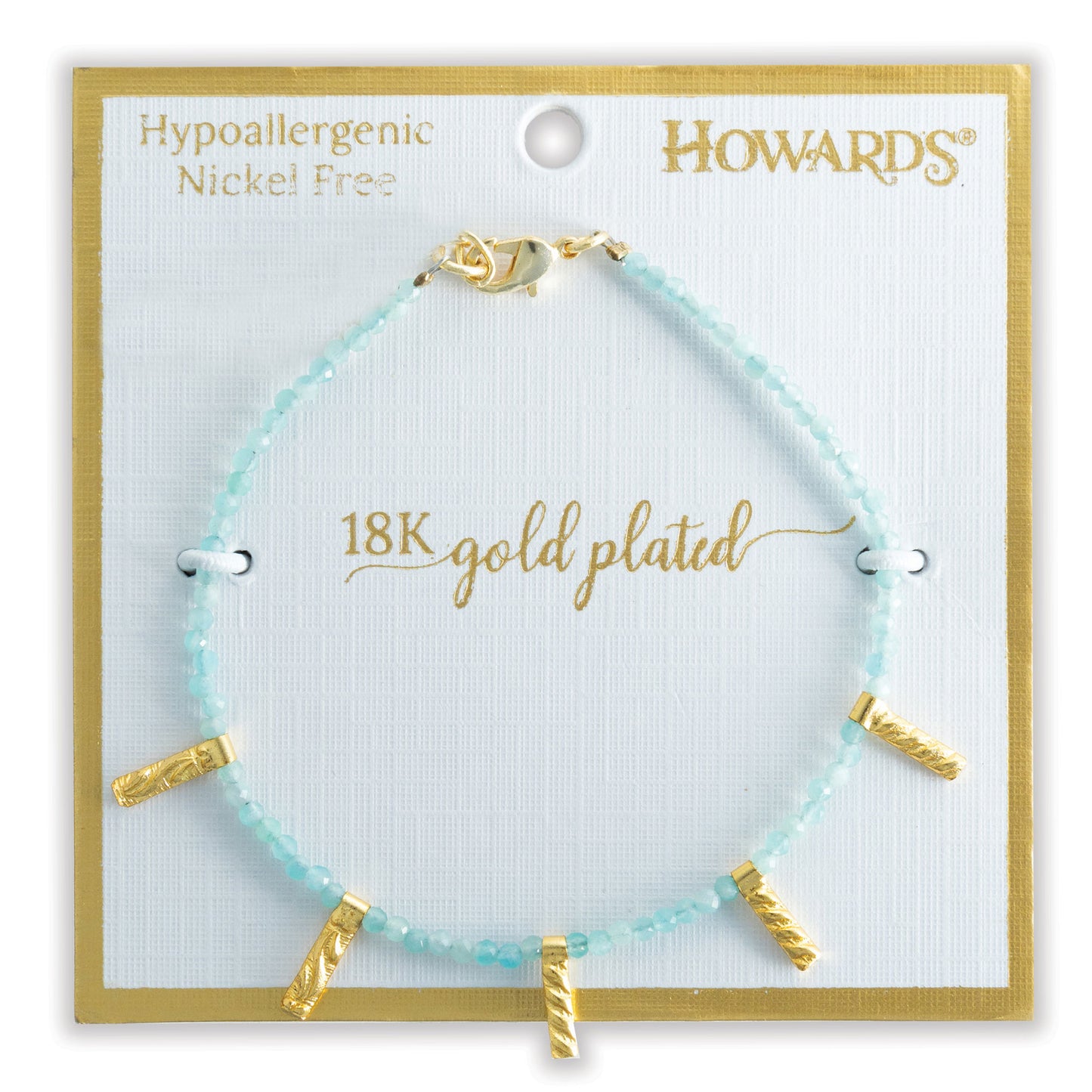 Taissa 18k Gold Genuine Amazonite Bar Bracelet