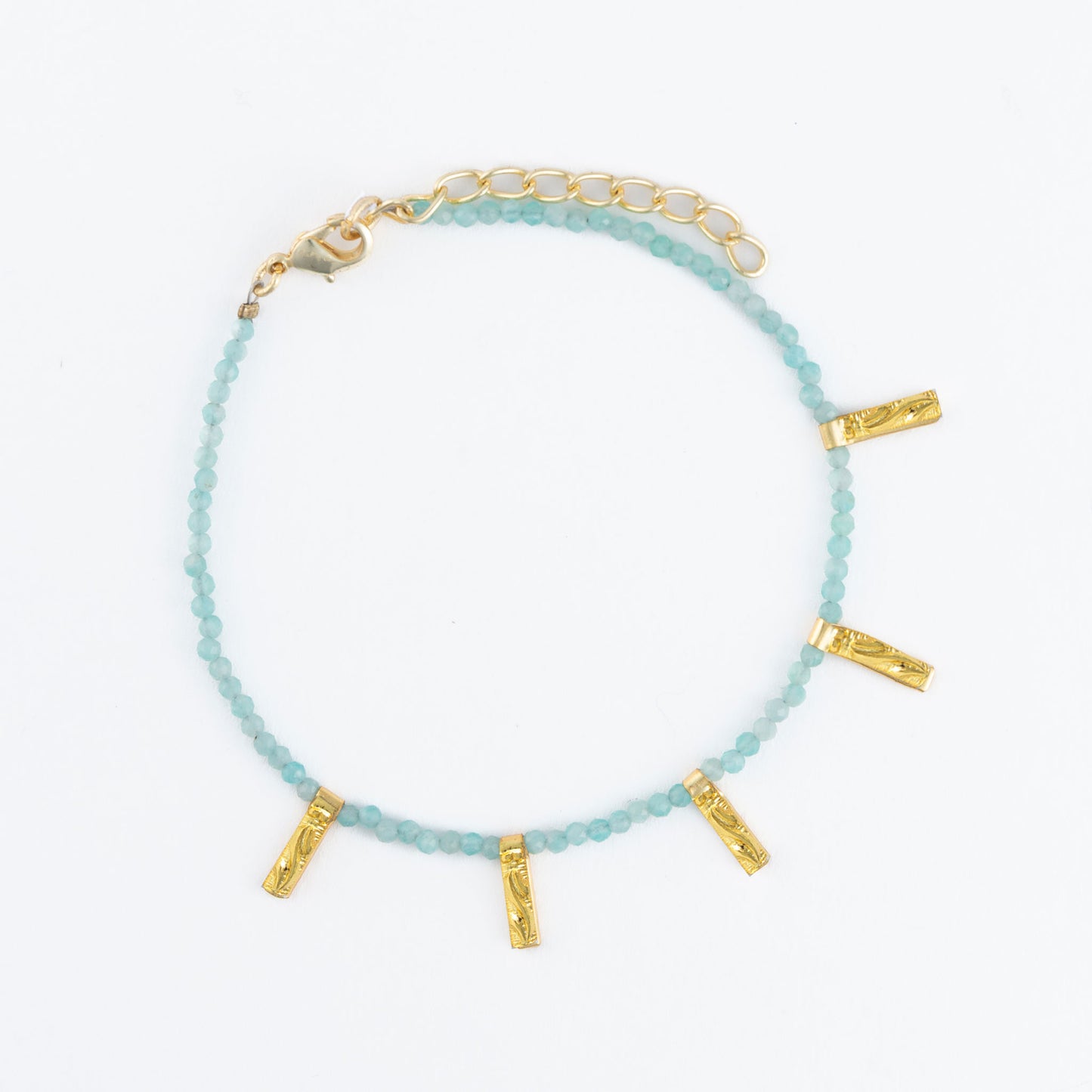 Taissa 18k Gold Genuine Amazonite Bar Bracelet