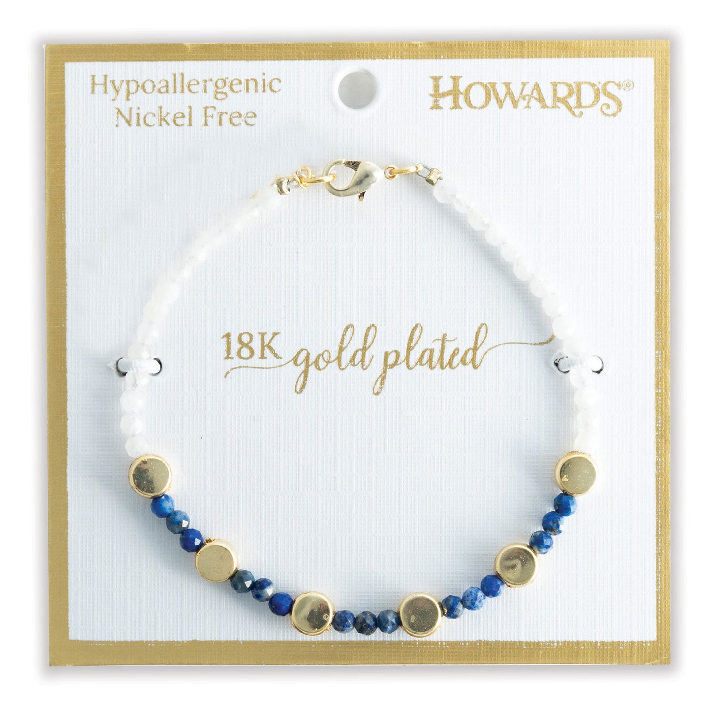 Taissa 18k Gold Genuine Lapis Disc Bracelet