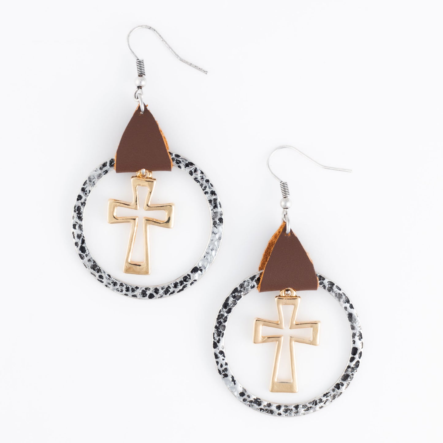 Alex Hammered Cross Earrings