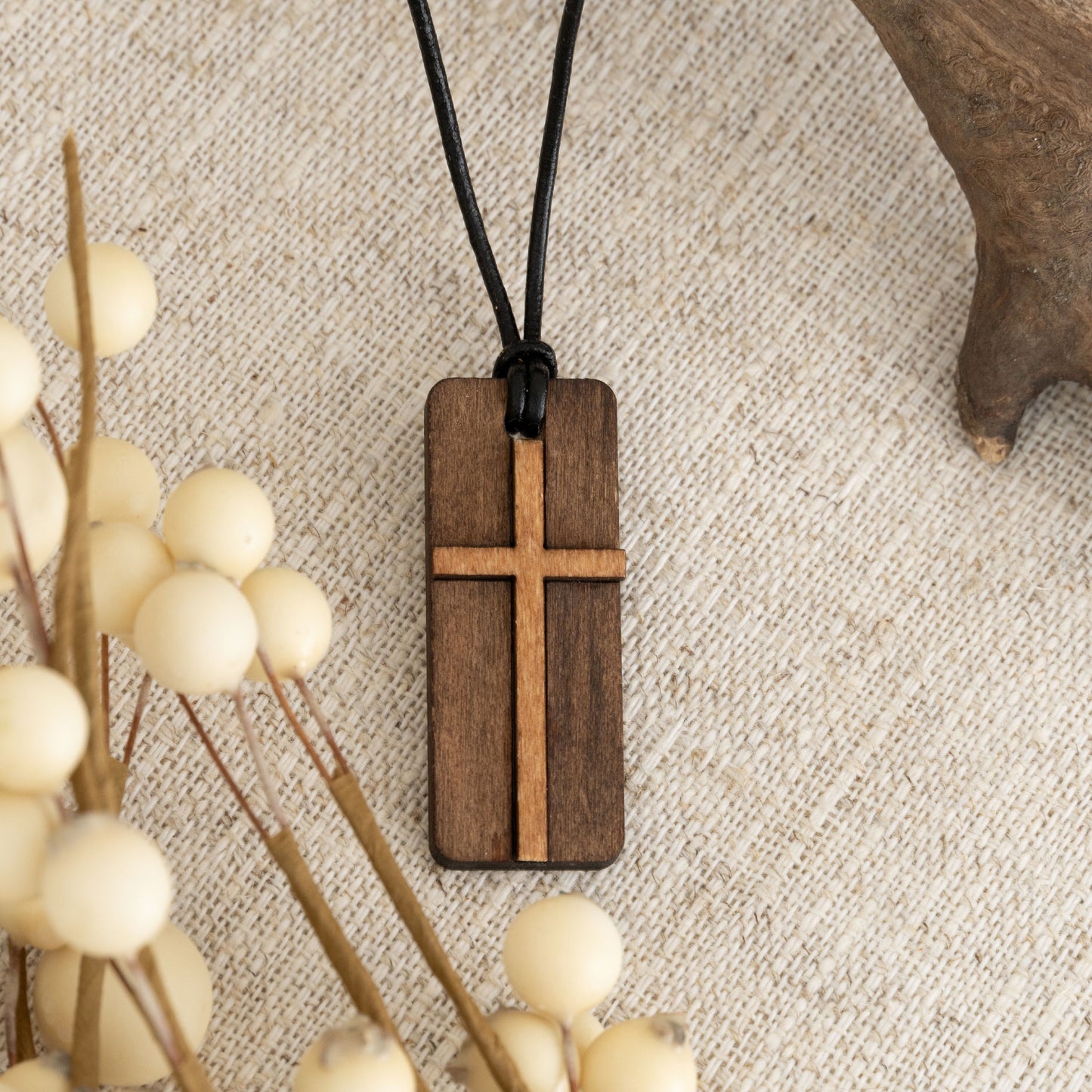 Maggie Wooden Cross Necklace