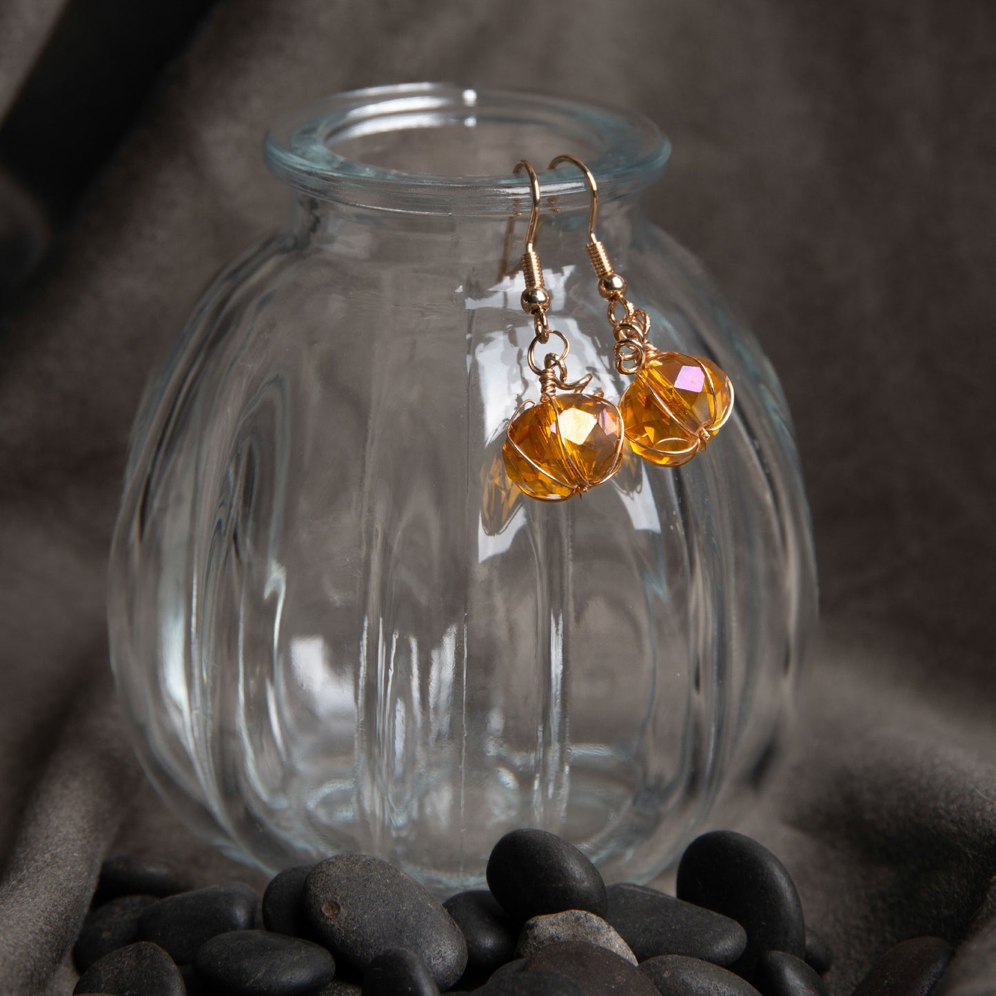 Halloween Beaded Pumpkin Earrings