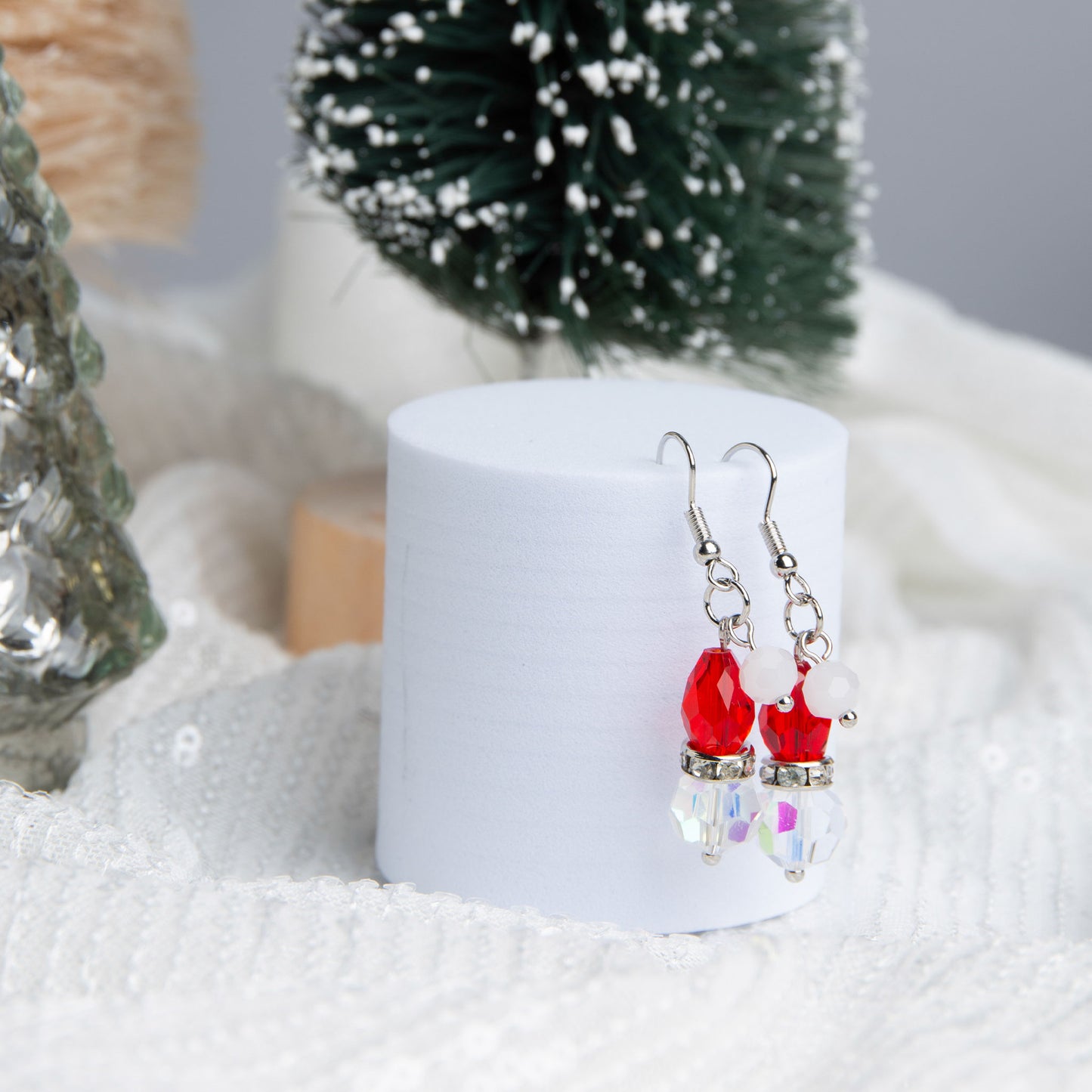 Holiday Santa Beaded Earrings