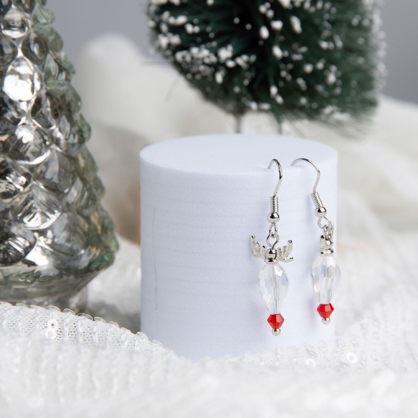 Holiday Beaded Reindeer Earrings