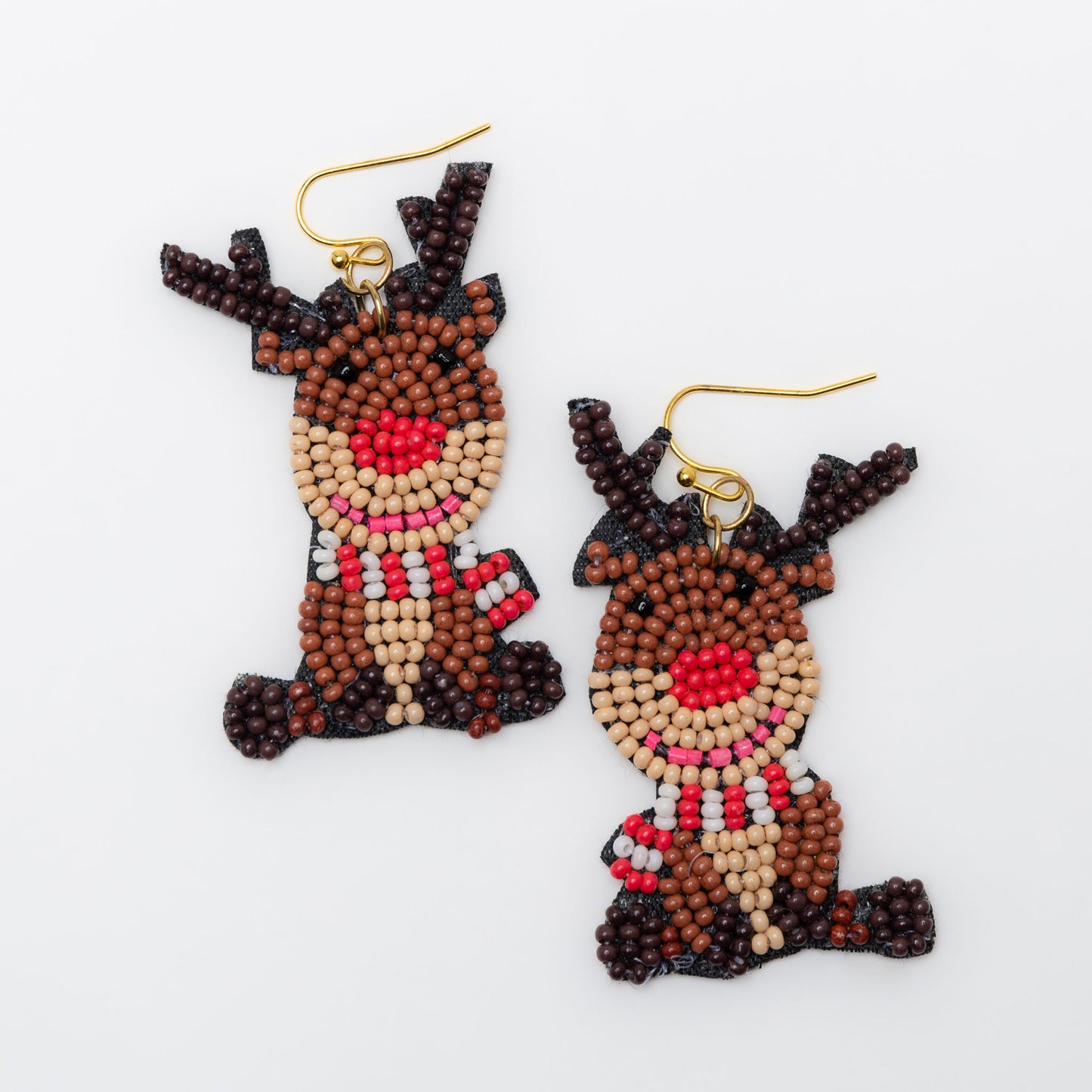 Holiday Seed Bead Reindeer Earrings