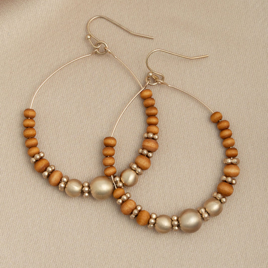 Lani Wooden Hoop Drop Earrings