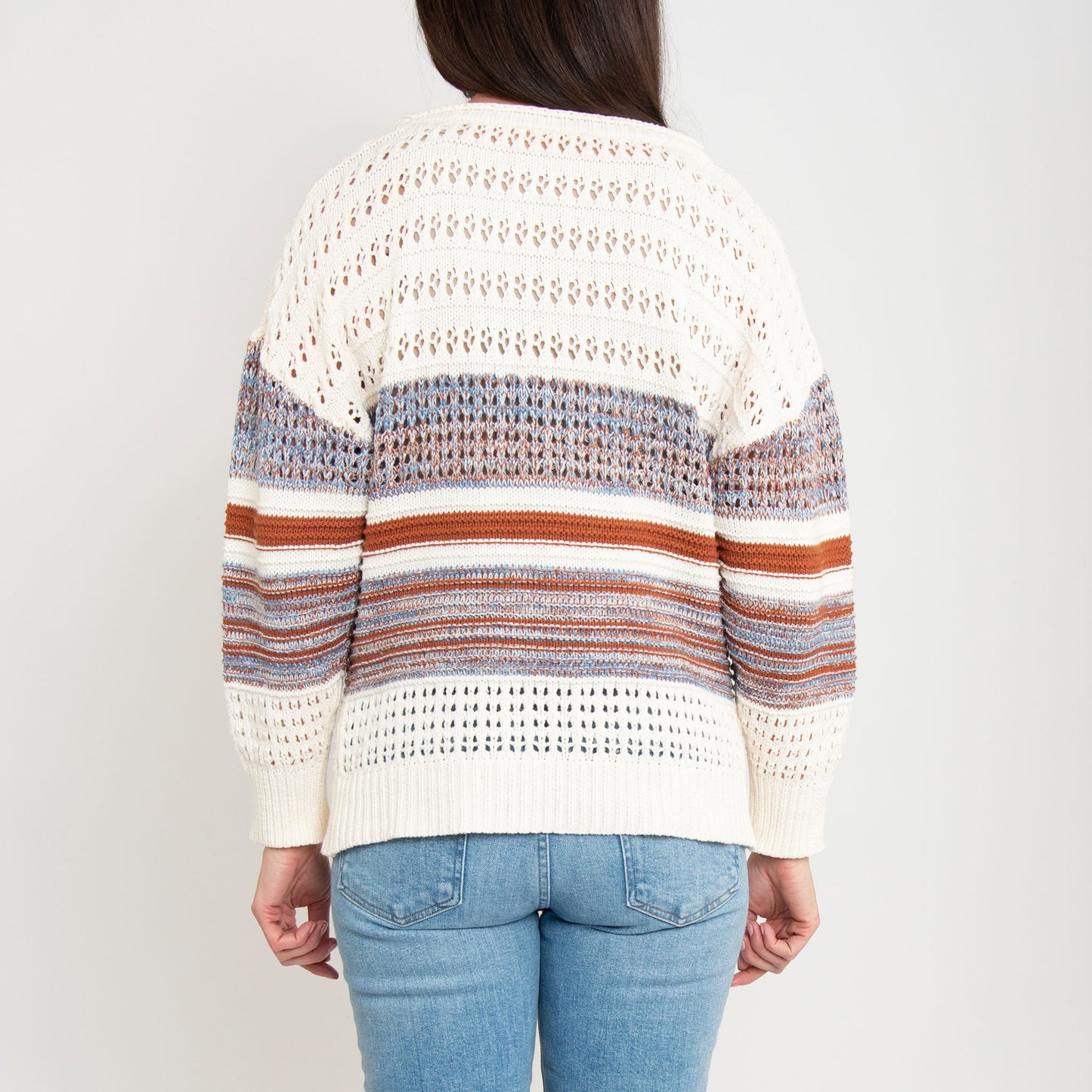 Opal Color Block Relaxed FIt Crochet Sweater