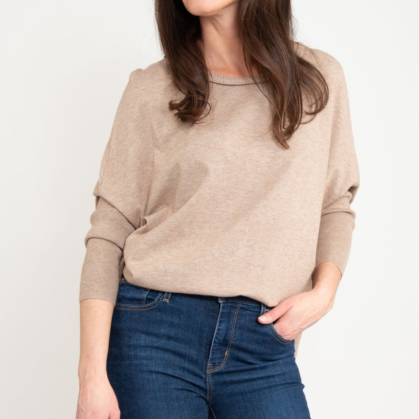 Halsey Relaxed Lightweight Dolman Poncho Sweater