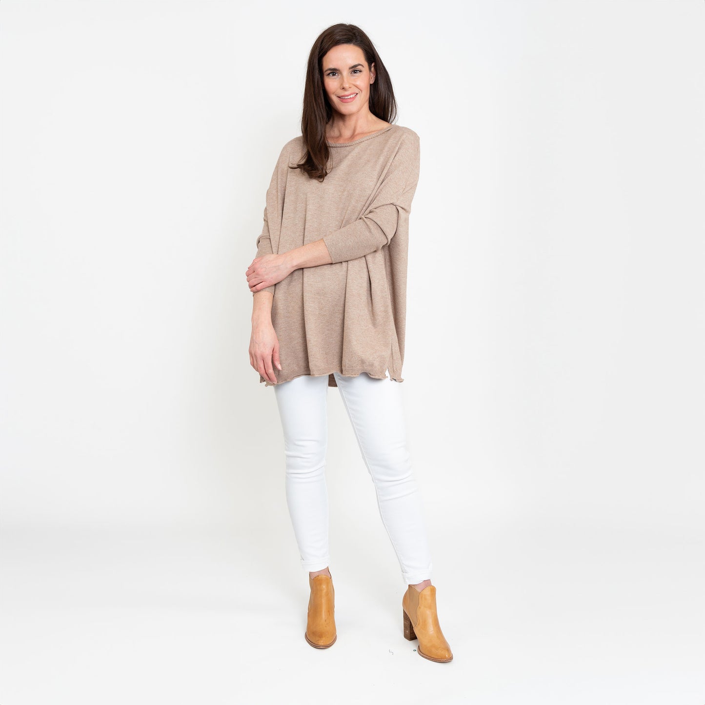 Halsey Relaxed Lightweight Dolman Poncho Sweater