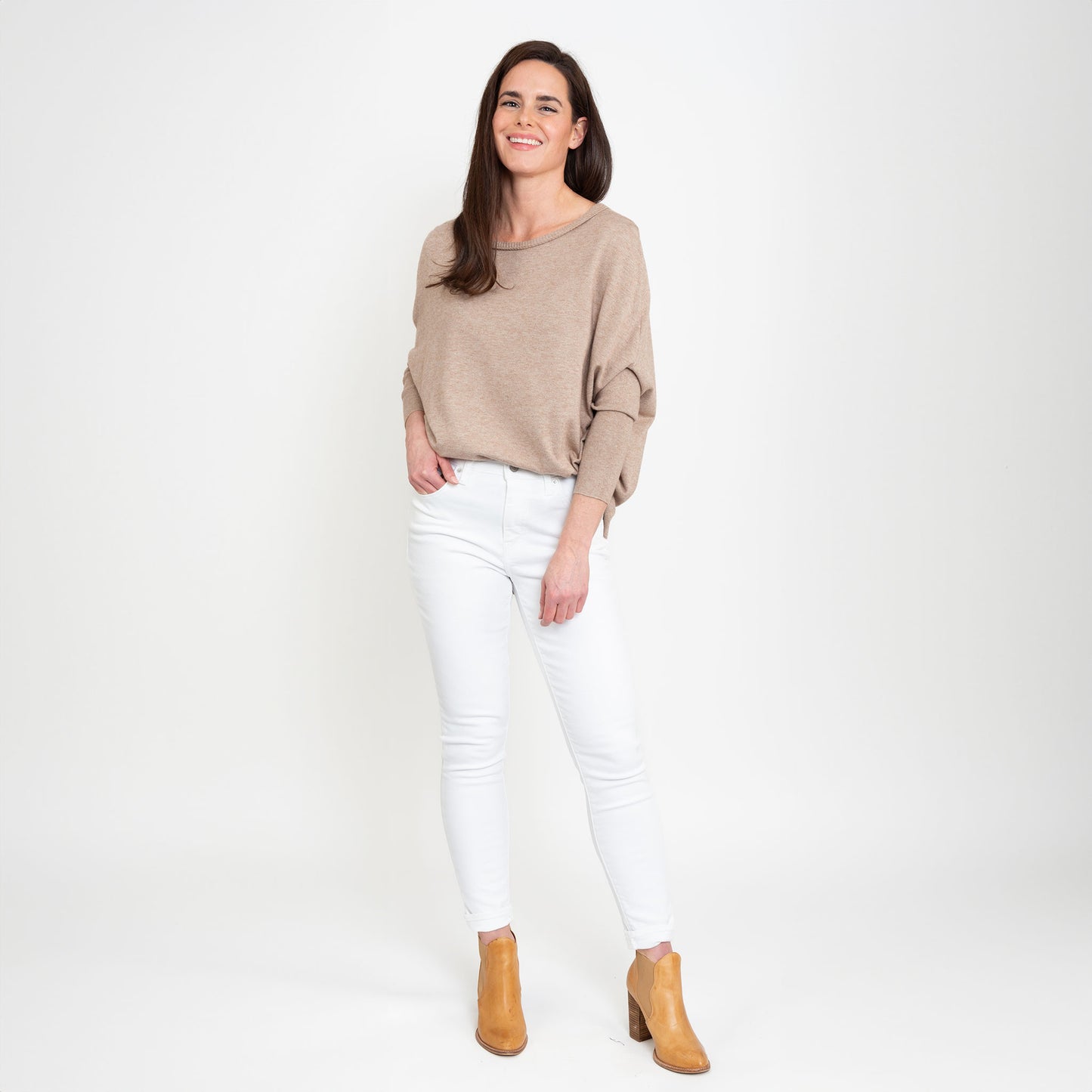 Halsey Relaxed Lightweight Dolman Poncho Sweater