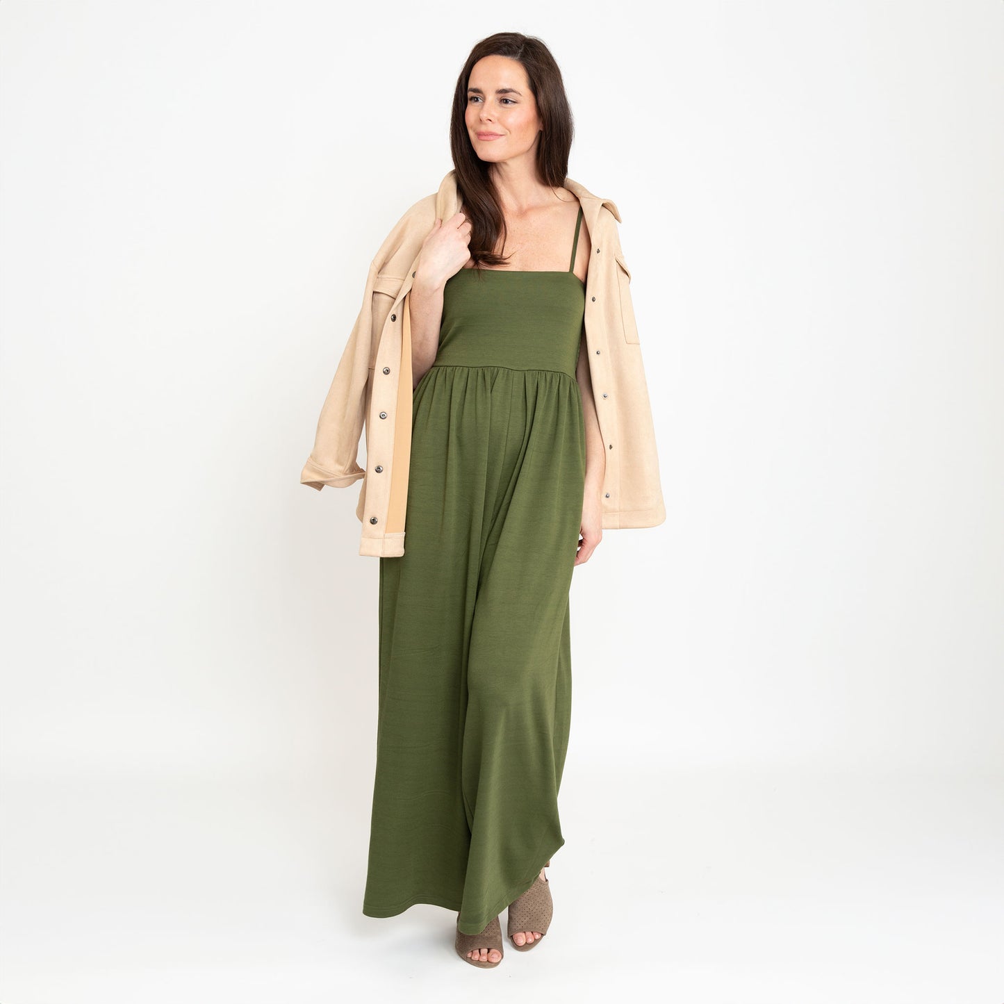 Kirby Fern Wide Leg Smocked Jumpsuit with Pockets