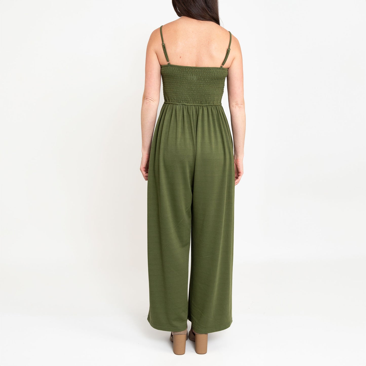 Kirby Fern Wide Leg Smocked Jumpsuit with Pockets