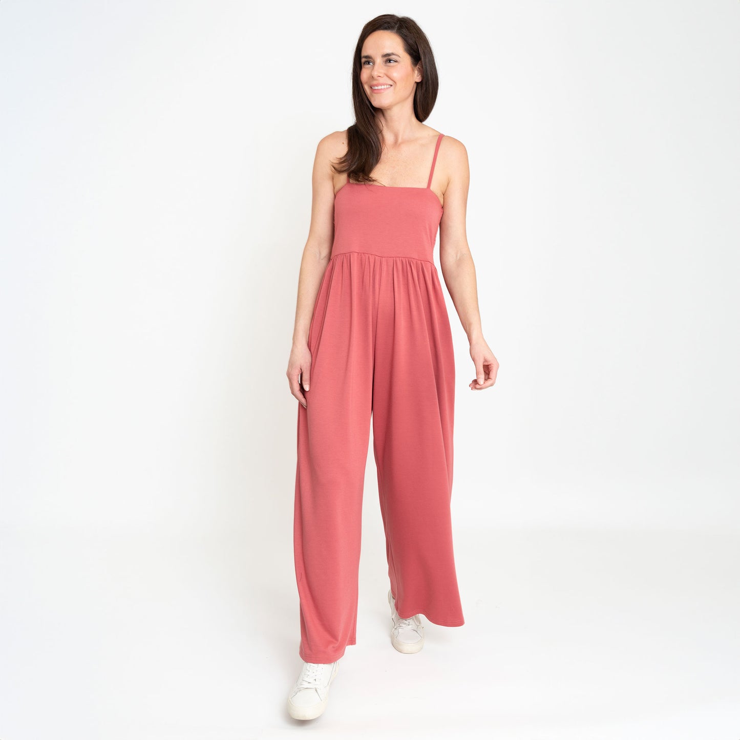 Kirby Rose Wide Leg Smocked Jumpsuit with Pockets