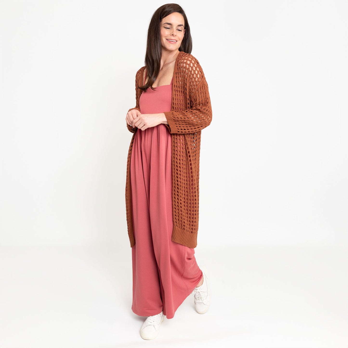 Kirby Rose Wide Leg Smocked Jumpsuit with Pockets