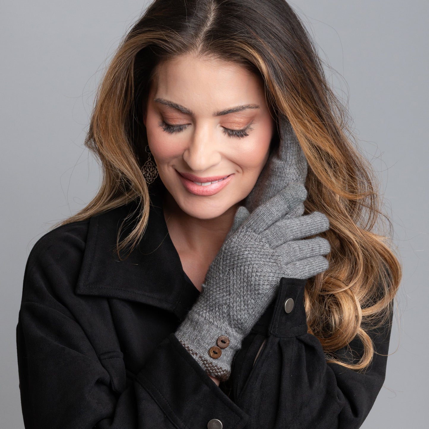 Jadie Plaid Cuff Knit Gloves