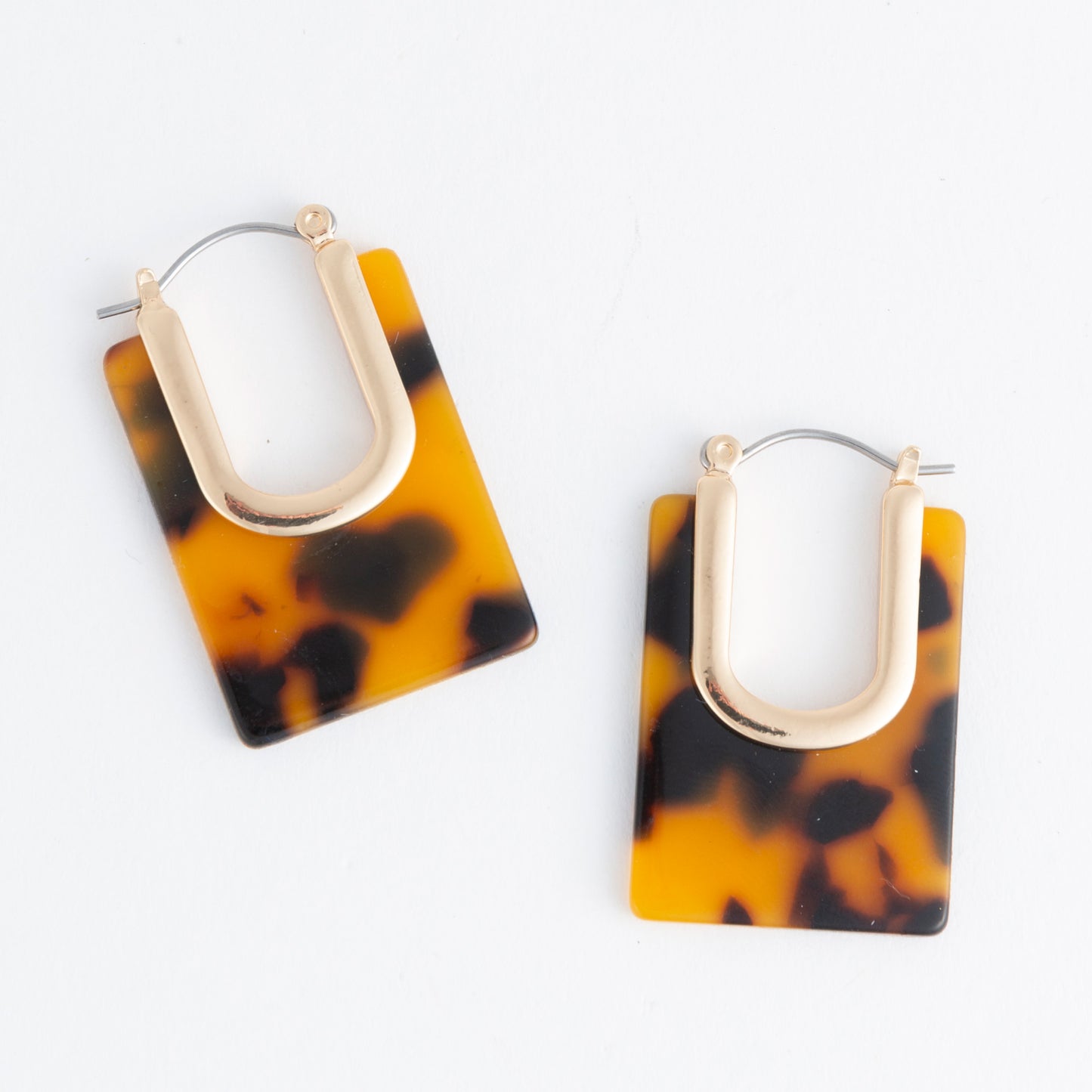 Sloane Tortoiseshell Square Acrylic Hoop Earring