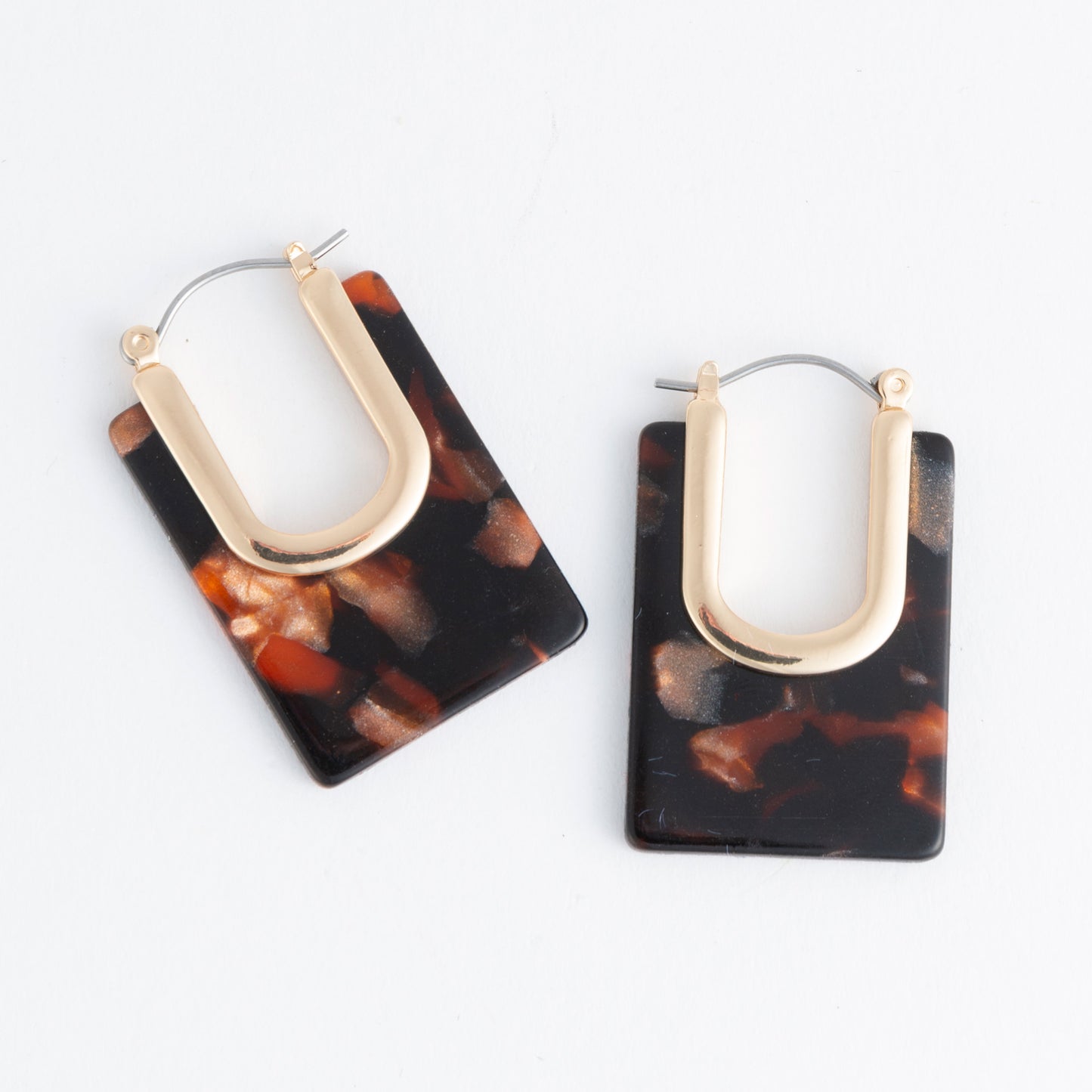 Sloane Tortoiseshell Square Acrylic Hoop Earring