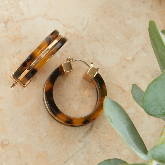 Sloane Tortoiseshell Circle Acrylic Hoop Earring