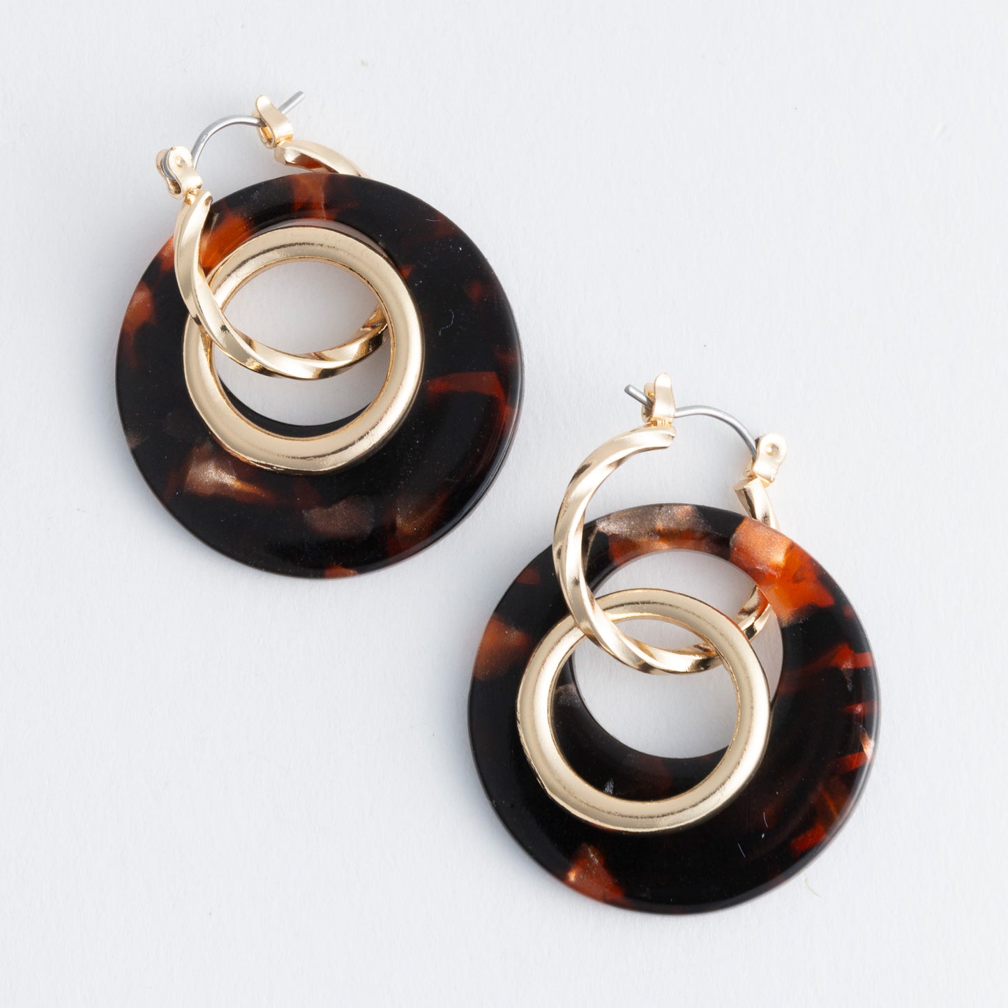 Sloane Tortoiseshell Double Ring Acrylic Hoop Earring