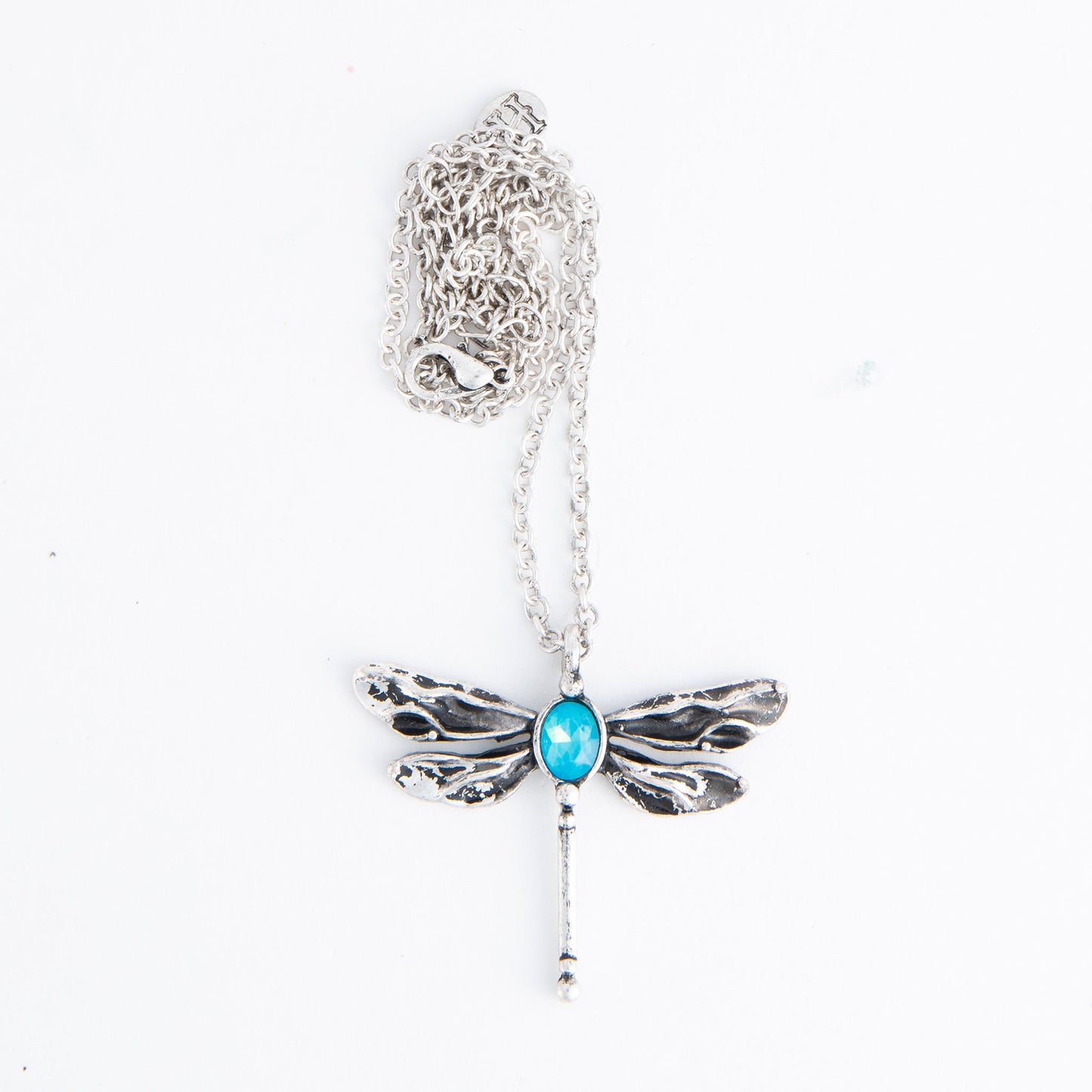 Zenni Engraved Antique Silver Dragonfly 18" Pendant Necklace