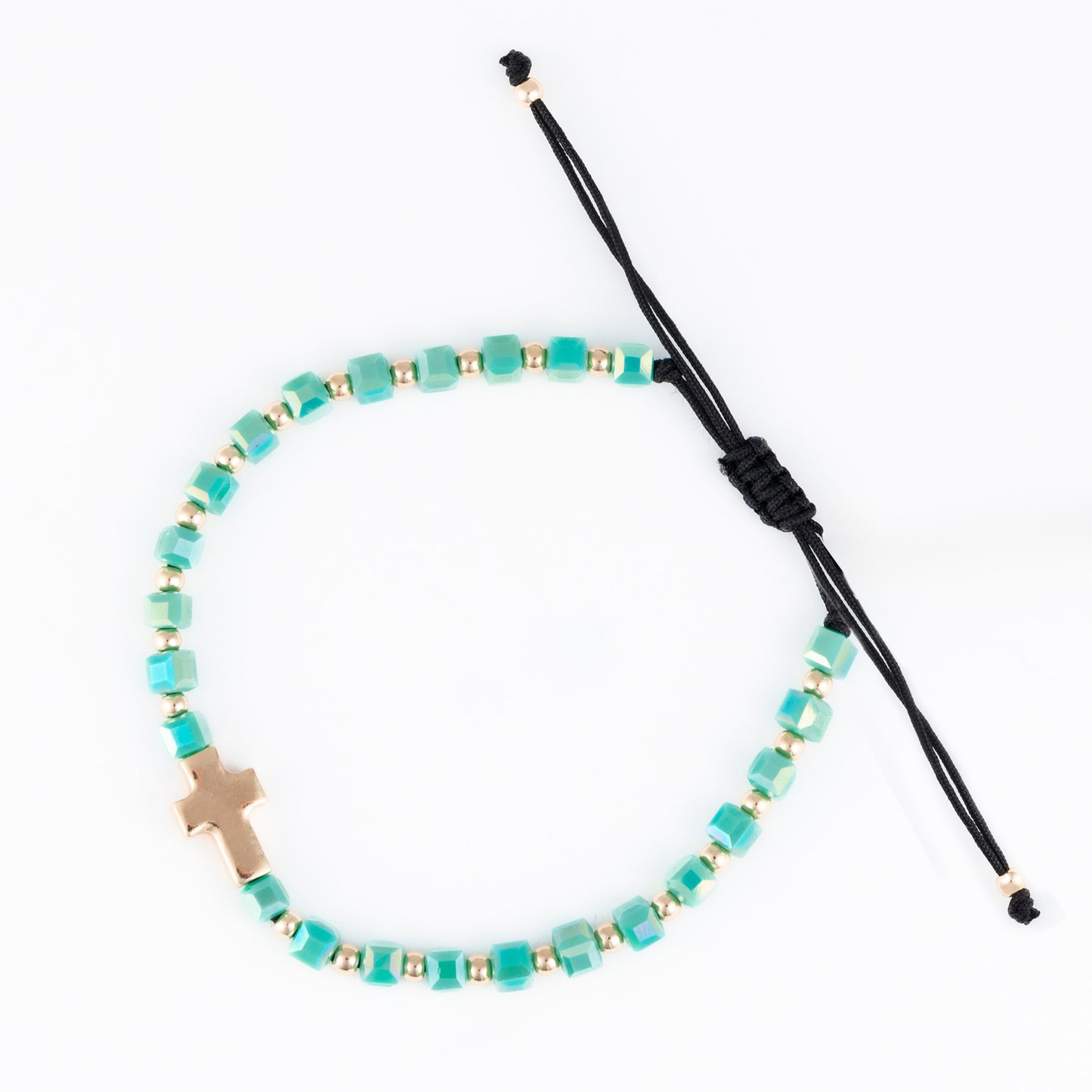 Sirena Adjustable Bolo Bracelet with Gold Cross